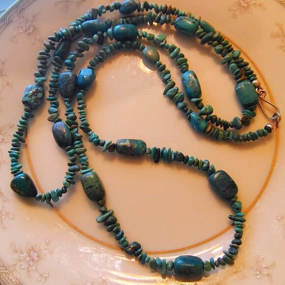 Jay King DTR Sterling Natural Green Blue Turquoise Nugget Strand Necklace - Picture 9 of 10